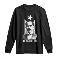 Pedro Albizu Campos Long Sleeve Shirt El Maestro Black Puerto Rico Flag - Wonder Print Shop