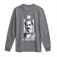 Pedro Albizu Campos Long Sleeve Shirt El Maestro Black Puerto Rico Flag - Wonder Print Shop