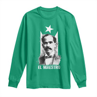 Pedro Albizu Campos Long Sleeve Shirt El Maestro Black Puerto Rico Flag - Wonder Print Shop