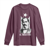 Pedro Albizu Campos Long Sleeve Shirt El Maestro Black Puerto Rico Flag - Wonder Print Shop