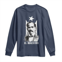 Pedro Albizu Campos Long Sleeve Shirt El Maestro Black Puerto Rico Flag - Wonder Print Shop