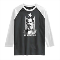 Pedro Albizu Campos Raglan Shirt El Maestro Black Puerto Rico Flag - Wonder Print Shop