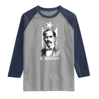 Pedro Albizu Campos Raglan Shirt El Maestro Black Puerto Rico Flag - Wonder Print Shop