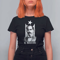 Pedro Albizu Campos T Shirt For Women El Maestro Black Puerto Rico Flag - Wonder Print Shop