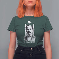 Pedro Albizu Campos T Shirt For Women El Maestro Black Puerto Rico Flag - Wonder Print Shop