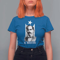 Pedro Albizu Campos T Shirt For Women El Maestro Black Puerto Rico Flag - Wonder Print Shop