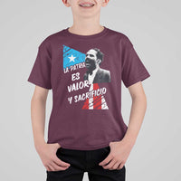 Pedro Albizu Campos T Shirt For Kid La Patria Es Valor Y Sacrificio Puerto Rican Leader - Wonder Print Shop