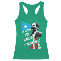 Pedro Albizu Campos Racerback Tank Top La Patria Es Valor Y Sacrificio Puerto Rican Leader - Wonder Print Shop