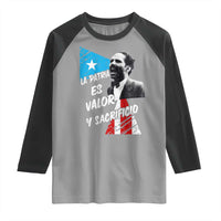 Pedro Albizu Campos Raglan Shirt La Patria Es Valor Y Sacrificio Puerto Rican Leader - Wonder Print Shop