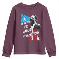 Pedro Albizu Campos Youth Sweatshirt La Patria Es Valor Y Sacrificio Puerto Rican Leader - Wonder Print Shop