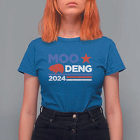 Funny Moo Deng 2024 T Shirt For Women Star Striped - Wonder Print Shop