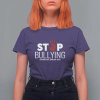 Anti Bullying Awareness T Shirt For Women Stop Bullying Stand Up Speak Out Hand Prints - Wonder Print Shop
