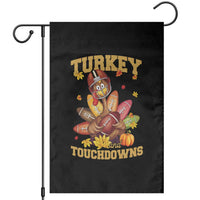 Funny Turkey And Touchdowns Garden Flag Thanksgiving American Football Fall Season - Wonder Print Shop
