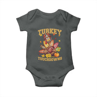 Funny Turkey And Touchdowns Baby Onesie Thanksgiving American Football Fall Season - Wonder Print Shop