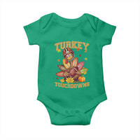 Funny Turkey And Touchdowns Baby Onesie Thanksgiving American Football Fall Season - Wonder Print Shop