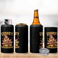 Funny Turkey And Touchdowns 4 in 1 Can Cooler Tumbler Thanksgiving American Football Fall Season - Wonder Print Shop
