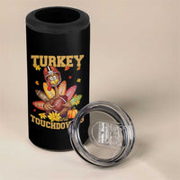 Funny Turkey And Touchdowns 4 in 1 Can Cooler Tumbler Thanksgiving American Football Fall Season - Wonder Print Shop