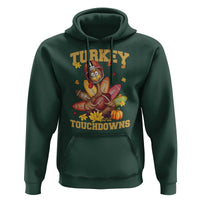 Funny Turkey And Touchdowns Hoodie Thanksgiving American Football Fall Season - Wonder Print Shop