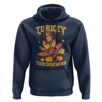 Funny Turkey And Touchdowns Hoodie Thanksgiving American Football Fall Season - Wonder Print Shop
