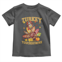 Funny Turkey And Touchdowns Toddler T Shirt Thanksgiving American Football Fall Season - Wonder Print Shop