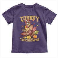 Funny Turkey And Touchdowns Toddler T Shirt Thanksgiving American Football Fall Season - Wonder Print Shop