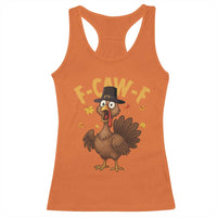 Funny F Caw F Thanksgiving Turkey Racerback Tank Top Poultry Humor - Wonder Print Shop