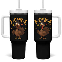 Funny F Caw F Thanksgiving Turkey Tumbler With Handle Poultry Humor - Wonder Print Shop