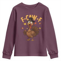 Funny F Caw F Thanksgiving Turkey Youth Sweatshirt Poultry Humor - Wonder Print Shop