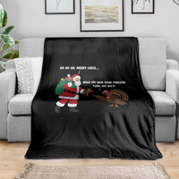 Funny Thanksgiving Christmas Throw Blanket Wait Your Turn Fat Boy Santa Turkey Thanksmas - Wonder Print Shop