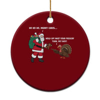 Funny Thanksgiving Christmas Ceramic Ornament Wait Your Turn Fat Boy Santa Turkey Thanksmas - Wonder Print Shop
