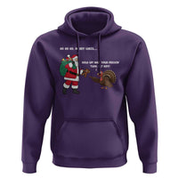 Funny Thanksgiving Christmas Hoodie Wait Your Turn Fat Boy Santa Turkey Thanksmas - Wonder Print Shop