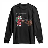 Funny Thanksgiving Christmas Long Sleeve Shirt Wait Your Turn Fat Boy Santa Turkey Thanksmas - Wonder Print Shop