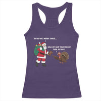 Funny Thanksgiving Christmas Racerback Tank Top Wait Your Turn Fat Boy Santa Turkey Thanksmas - Wonder Print Shop