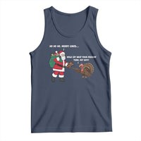 Funny Thanksgiving Christmas Tank Top Wait Your Turn Fat Boy Santa Turkey Thanksmas - Wonder Print Shop