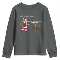 Funny Thanksgiving Christmas Youth Sweatshirt Wait Your Turn Fat Boy Santa Turkey Thanksmas - Wonder Print Shop