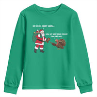Funny Thanksgiving Christmas Youth Sweatshirt Wait Your Turn Fat Boy Santa Turkey Thanksmas - Wonder Print Shop