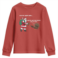 Funny Thanksgiving Christmas Youth Sweatshirt Wait Your Turn Fat Boy Santa Turkey Thanksmas - Wonder Print Shop