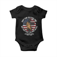 Charlie Kirk Memorial Baby Onesie They Can Silence One But They Cant Silence Us All - Wonder Print Shop