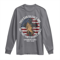 Charlie Kirk Memorial Long Sleeve Shirt They Can Silence One But They Cant Silence Us All - Wonder Print Shop