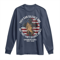 Charlie Kirk Memorial Long Sleeve Shirt They Can Silence One But They Cant Silence Us All - Wonder Print Shop