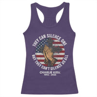 Charlie Kirk Memorial Racerback Tank Top They Can Silence One But They Cant Silence Us All - Wonder Print Shop