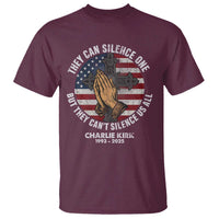 Charlie Kirk Memorial T Shirt They Can Silence One But They Cant Silence Us All - Wonder Print Shop