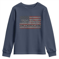 We Are Charlie Kirk Youth Sweatshirt We The People Vintage American Flag - Wonder Print Shop