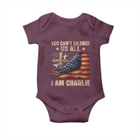 I Am Charlie Kirk Baby Onesie You Cant Silence Us All Vintage American Flag - Wonder Print Shop