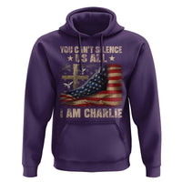 I Am Charlie Kirk Hoodie You Cant Silence Us All Vintage American Flag - Wonder Print Shop
