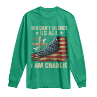 I Am Charlie Kirk Long Sleeve Shirt You Cant Silence Us All Vintage American Flag - Wonder Print Shop