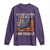 I Am Charlie Kirk Long Sleeve Shirt You Cant Silence Us All Vintage American Flag - Wonder Print Shop