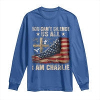 I Am Charlie Kirk Long Sleeve Shirt You Cant Silence Us All Vintage American Flag - Wonder Print Shop