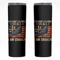 I Am Charlie Kirk Skinny Tumbler You Cant Silence Us All Vintage American Flag - Wonder Print Shop