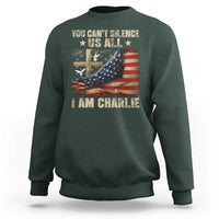 I Am Charlie Kirk Sweatshirt You Cant Silence Us All Vintage American Flag - Wonder Print Shop